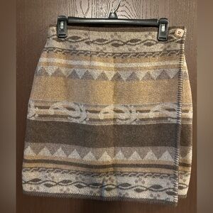 Vtg Express Wool-blend Brown SW Patterned Wrap Skirt 28/6